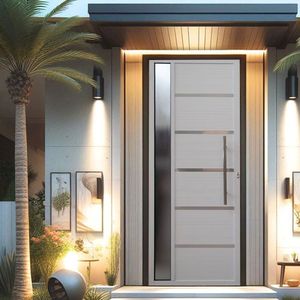 Porta Pivotante Solara Alumínio Com Visor Puxador Tubolar 210 X 110 Lado Esquerdo Branco