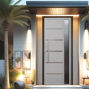 Porta Pivotante Solara Alumínio Com Visor Puxador Barra Chata 210 X 100 Lado Esquerdo Branco