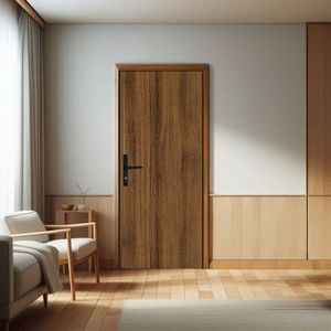 Kit Porta De Madeira 212x73cm Batente De Aluminio 4,7cm Duraplac Marrom