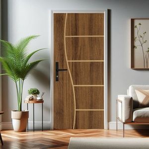 Kit Porta De Madeira 215x85cm Batente De Aço 14cm Duraplac Marrom