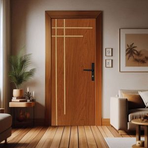 Kit Porta De Madeira 215x85cm Batente De Aço 12cm Duraplac Marrom