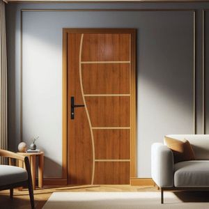 Kit Porta De Madeira 215x85cm Batente De Aço 6,5cm Duraplac Marrom