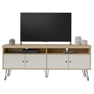 Rack Para Tv Até 65 4 Portas 2 Prateleiras E Nichos Liberty Carvalho off White