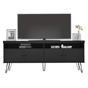 Rack Para Tv Até 65 4 Portas 2 Prateleiras E Nichos Liberty Preto