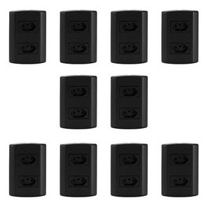 Dez Conjuntos Com 2 Tomadas 2p+t 20a 250v, Modular, Com Placa 4x2 E Suporte Preto