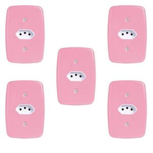 Conjunto Com 5 Tomadas 2p+t 20a 250v Com Placa 4x2 Rosa