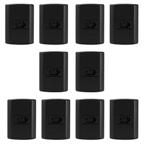 Conjunto Com 10 Tomadas 2p+t 10a 250v, Modular, Com Placa 4x2 E Suporte Preto Fosco