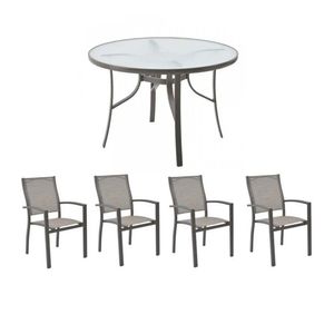 Conjunto De Mesa E Cadeira Para Jardim Com 1 Mesa Macae E 4 Cadeiras Angra Amendoa