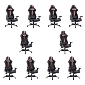 Kit 10 Cadeiras Gamer São Paulo Spfc 3318 Preto/vermelho