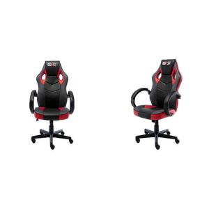 Kit 2 Cadeiras Gamer Giratória Regulavel Quest Preto/vermelho