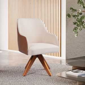 Poltrona Brunet Giratória- Csr Studio Natural Cognaque