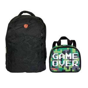 Kit Mochila E Lancheira Escolar Infantil Game Over Plus Verde - Fuseco