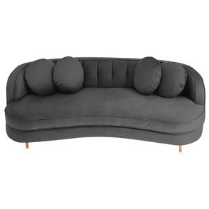 Sofá Curvo 2 Lugares Orgânico Luxo Panamá 160cm Linho Cinza Escuro