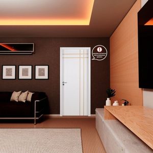 Kit Com 4 Folhas De Porta Madeira Decorada 210x80cm Espessura 3,5cm Mantiqueira Mgm Branco