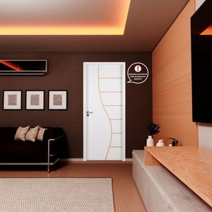 Kit Com 5 Folhas De Porta Madeira Decorada 210x60cm Espessura 3,5cm Cantareira Mgm Branco