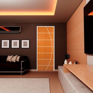 Kit Com 2 Folhas De Porta Madeira Decorada 210x70cm Espessura 3,5cm Neblina Mgm Mogno