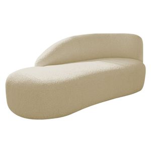 Divã Recamier Curvo Luna 140cm Lado Esquerdo Suede - Doce Sonho Móveis Bege