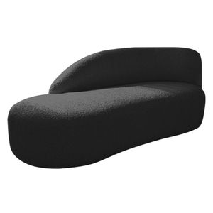 Divã Recamier Curvo Luna 140cm Lado Esquerdo Suede - Doce Sonho Móveis Preto