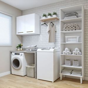 Lavanderia Modulada 1 Armário Multiuso E Armário Aéreo Belém Branco
