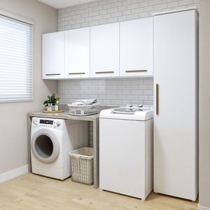 Lavanderia Modulada 1 Armário Multiuso E Armário Aéreo Guarulhos Branco