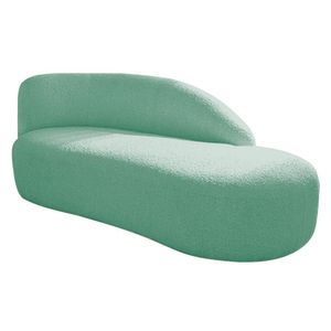 Divã Recamier Curvo Luna 160cm Lado Direito Suede - Doce Sonho Móveis Azul Tiffany