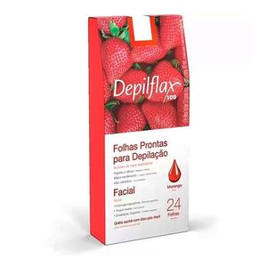 Depilflax - Folhas Prontas Faciais Morango 24 Unidades
