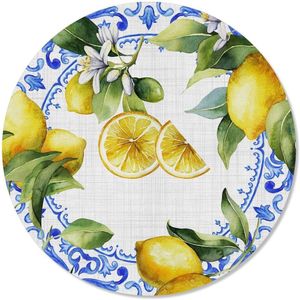 Kit 2 Capas Para Sousplat Limão Siciliano 35x35cm Limão Siciliano