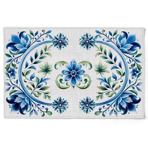 Kit 2 Jogo Americano Floral Com Hidrorrepelência 48x31cm Floral Azul