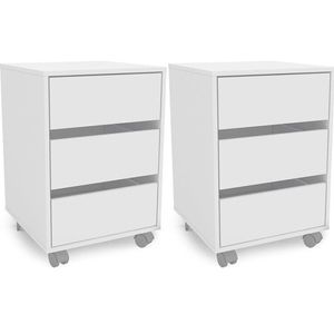 Kit 2 Gaveteiros Mauá 450mm 3 Gavetas Com Rodízios Branco