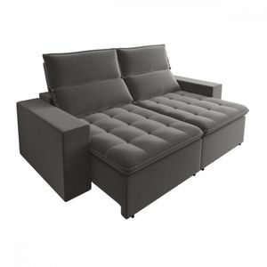 Sofá Retrátil Reclinável 3050 Bahamas Veludo Cinza Mamflex Cinza