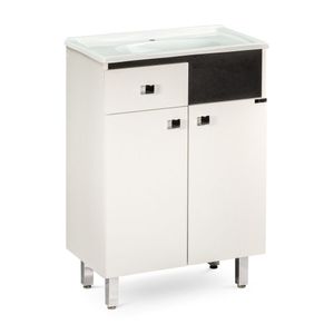 Kit Gabinete De Banheiro 60cm Vittoria Branco/preto