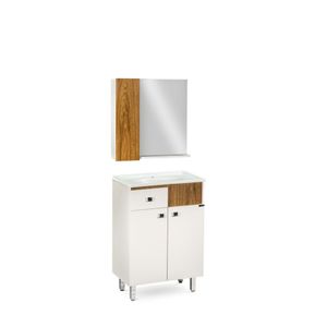 Kit Gabinete De Banheiro 60cm Vittoria Branco/freijó