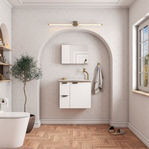 Gabinete Para Banheiro Em Madeira Margarida 60 Branco/tamarindo