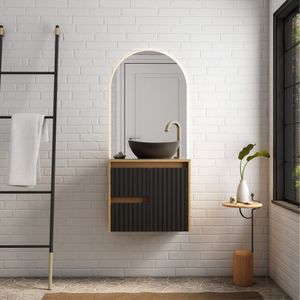 Gabinete Para Banheiro Em Madeira Kyoto 60 Jequitibá/preto