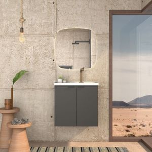 Gabinete Para Banheiro Em Madeira Com Lavatório Aster 60 Preto