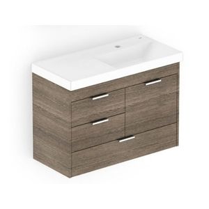 Kit Gabinete Com 3 Gavetas E 1 Porta 80x36 Lavatório Integrado E Espelho Net Wengue