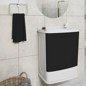 Gabinete Para Banheiro Em Plástico Com Lavatório Sem Torneira Branco/preto