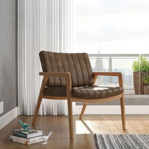 Poltrona Para Sala De Estar Uxuá 521 Nobuck Marrom