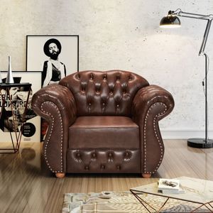 Poltrona Para Sala De Estar Chest Merlô Design De Luxo Marrom Pinhão