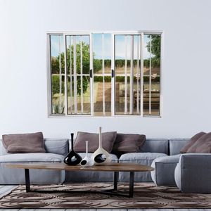Janela Vitrô De Alumínio 4 Folhas 120 X 200cm Modular Brilhante Com Grade Cinza