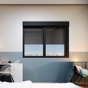 Janela Veneziana Integrada Automatizada Com Motor 110v 120x150 Aluminio Preto