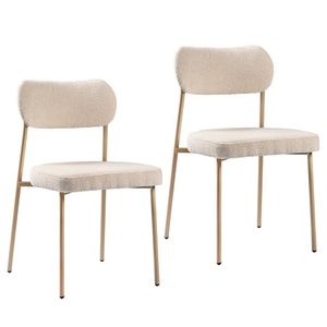 Kit 2 Cadeiras Sala De Jantar Bouclê Design Aço Carbono Lavinia Bege-champanhe
