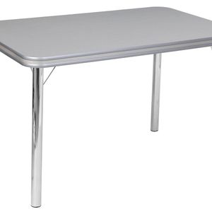 Mesa Para Sala De Jantar Gisele Estilo Clássico Cromado Cinza