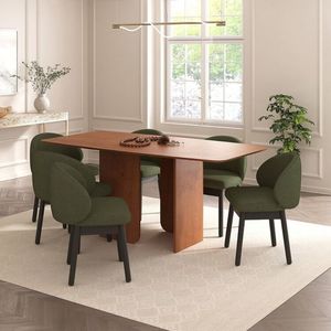 Kit Mesa De Jantar Boreal 180cm E 4 Cadeiras Jambu Cabecasa Madeiramadeira Cinamomo Verde Musgo Ébano