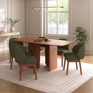 Kit Mesa De Jantar Boreal 180cm E 4 Cadeiras Jambu Cabecasa Madeiramadeira Cinamomo Verde Musgo