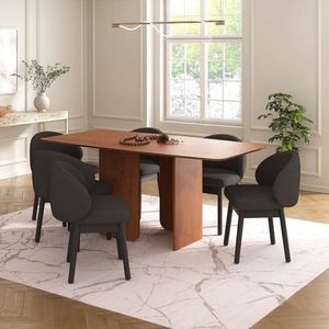 Kit Mesa De Jantar Boreal 180cm E 4 Cadeiras Jambu Cabecasa Madeiramadeira Cinamomo Grafite Ébano
