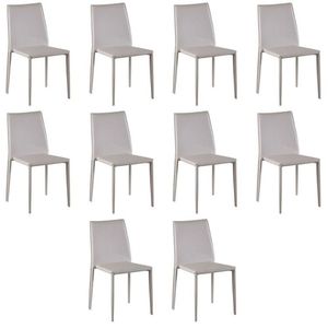 Kit Com 10 Cadeiras De Jantar Amanda Pvc Nude