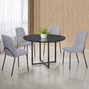 Conjunto Sala De Jantar Mesa Com 4 Cadeiras California Preto Cinza