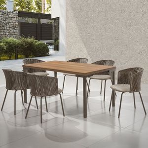 Conjunto Sala De Jantar Com Mesa Com 6 Cadeiras Santiago Chocolate Bege