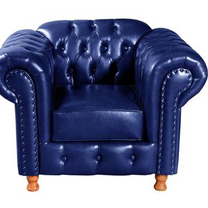 Conjunto 2 Poltronas Luis Xv Chesterfield Vintage Molas Ensacadas Azul